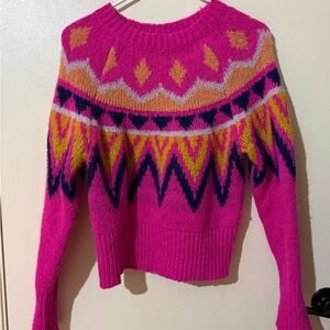 a new day Pink Geometric Pattern Sweater